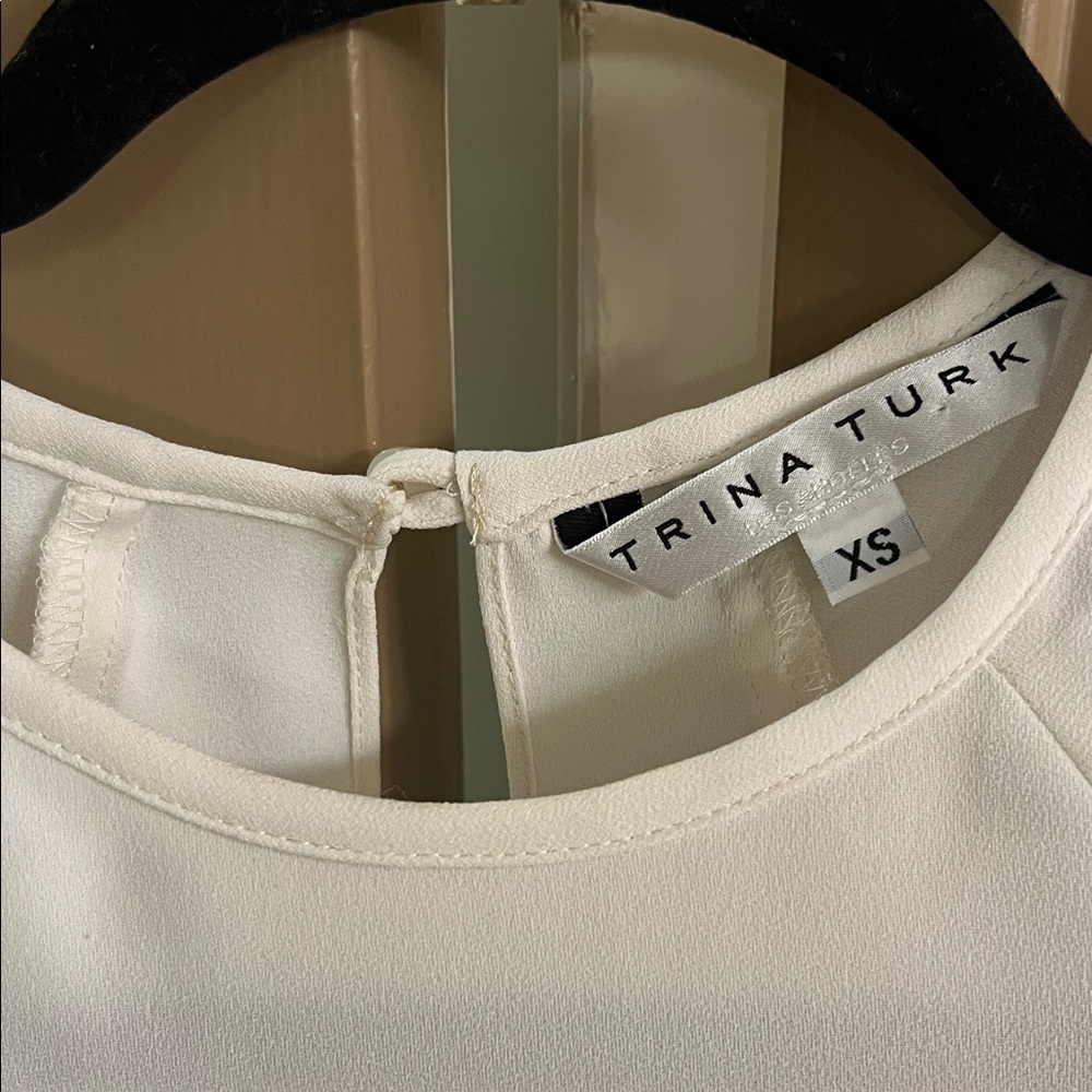 Trina Turk Cream Ruffle Sleeve Blouse - Picture 2 of 3